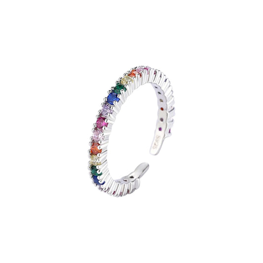 Square ring with zirconia stones - 925 silver