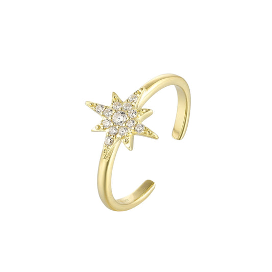 Square ring with zirconia stones - 925 silver