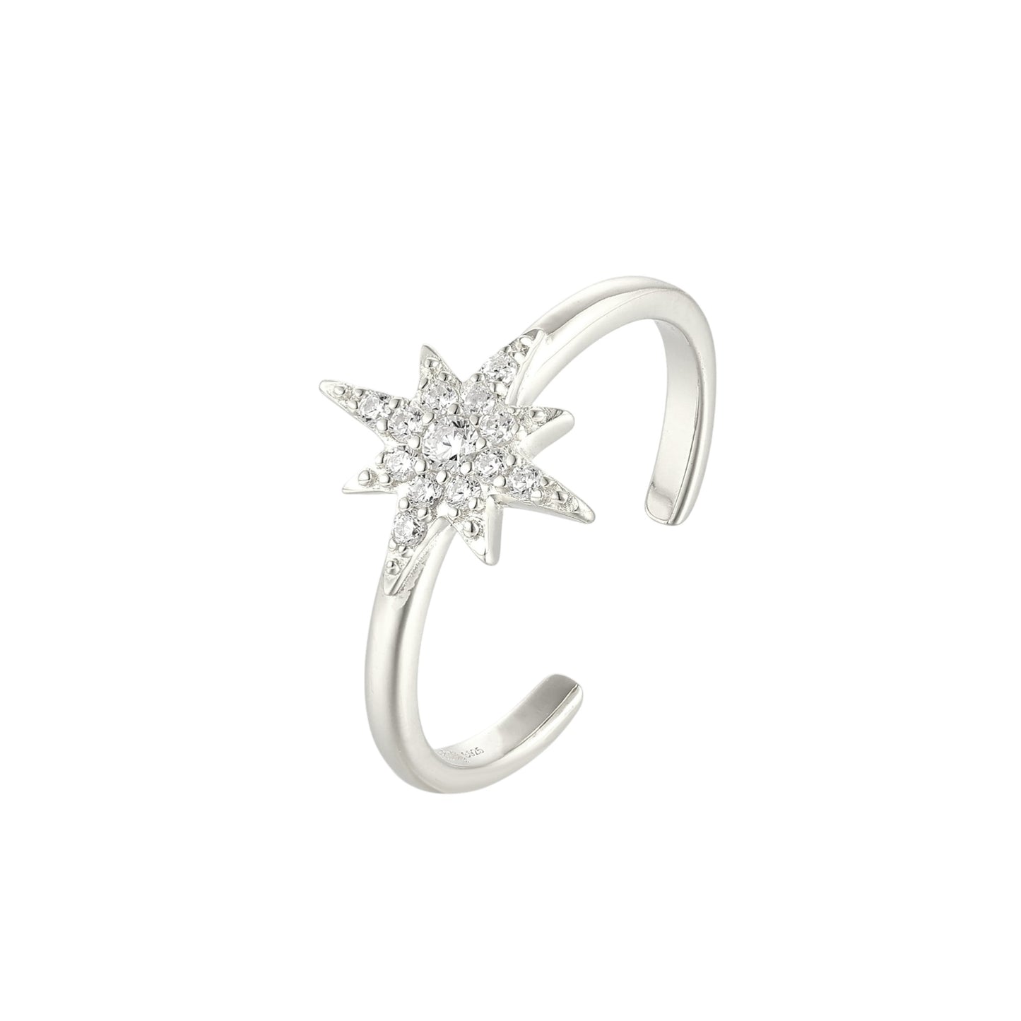 Square ring with zirconia stones - 925 silver