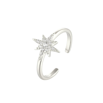 Square ring with zirconia stones - 925 silver