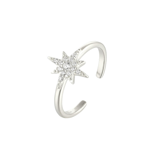 Square ring with zirconia stones - 925 silver