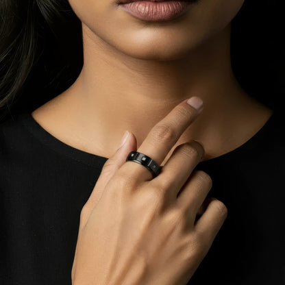 Vielring - Zirkonia Square Anti-Stress-Ring – Edelstahl - Gold / 49 | ø15.6