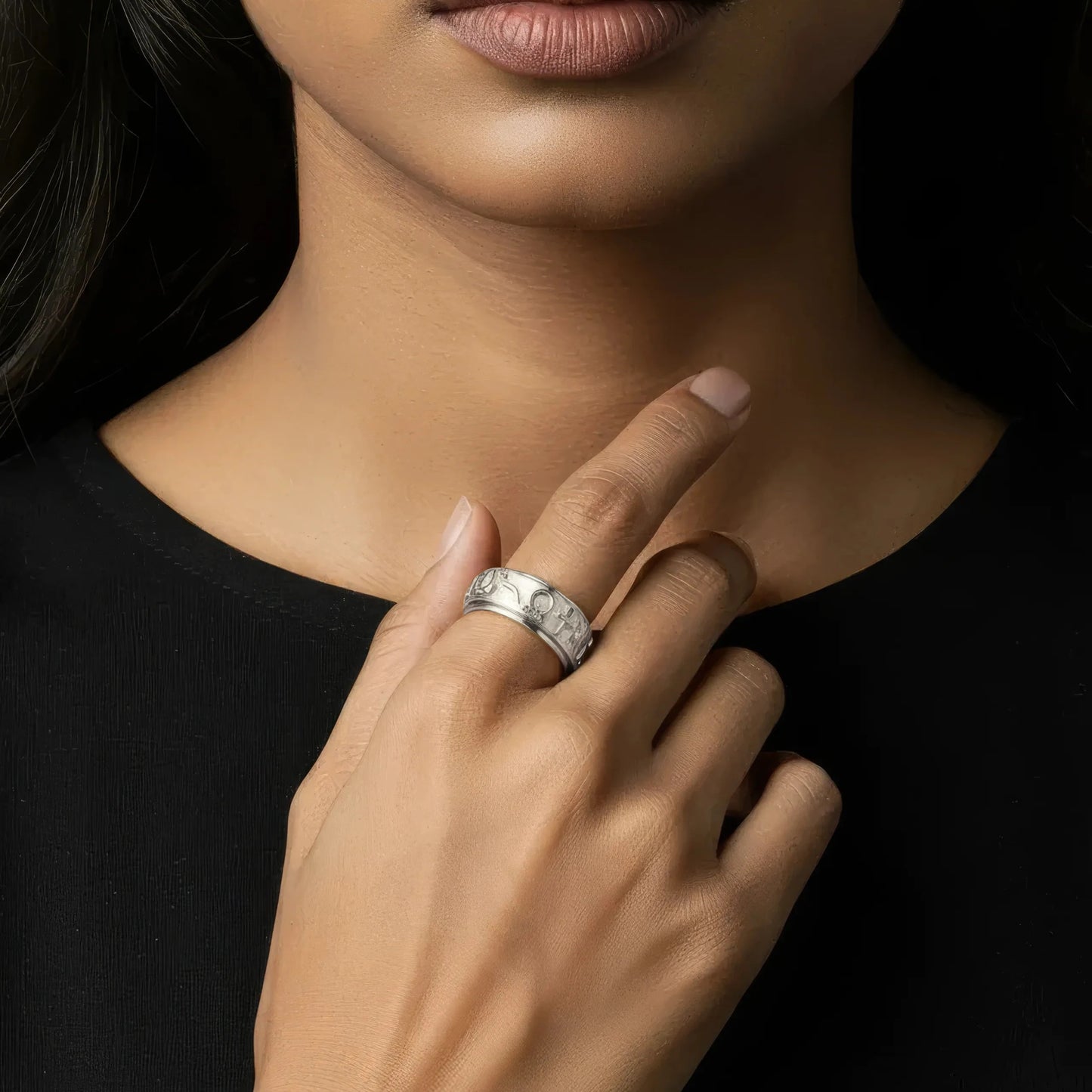 Schutzsymbol Anti-Stress-Ring – Edelstahl
