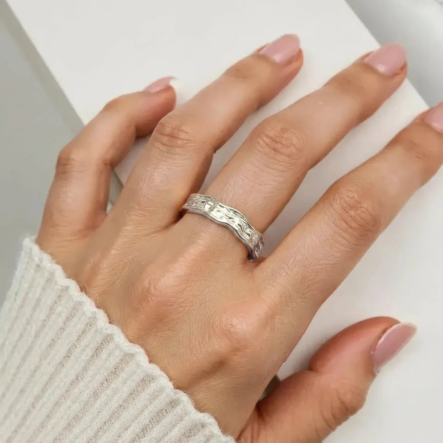 Gewellter Abstrakter Ring - 925 Silber