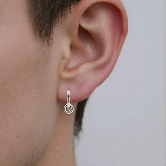 Vielring - Creole mit geometrischen Scheiben - Edelstahl - Silber / Einzeln