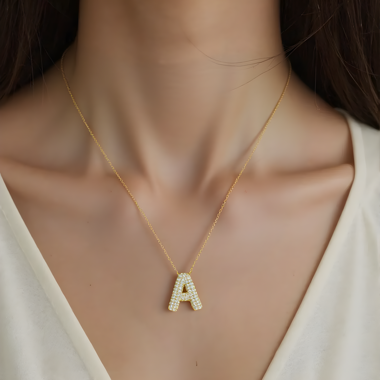 Square Zirconia Necklace - 925 Silver