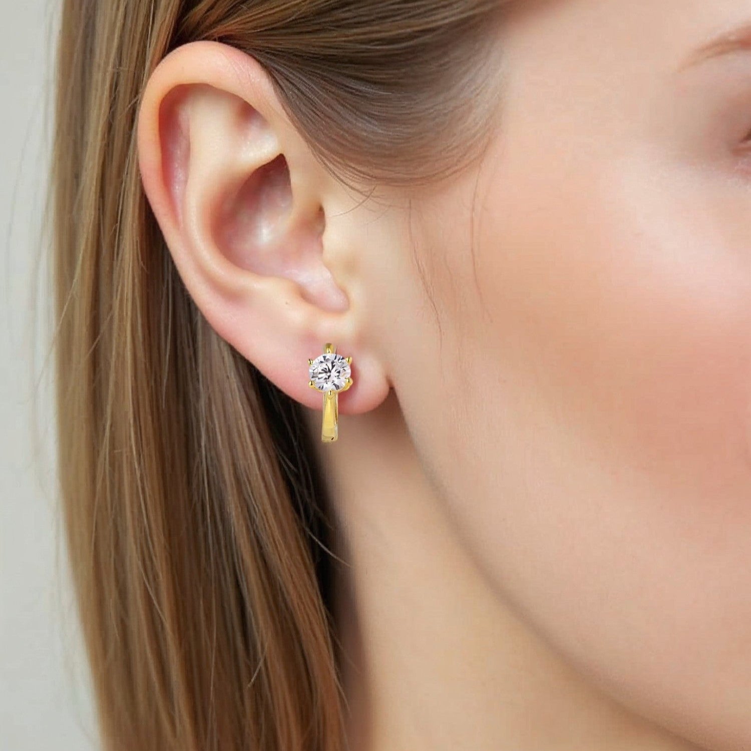 Vielring - Creolen mit Zirkonia Stein - 925 Silber - Gold