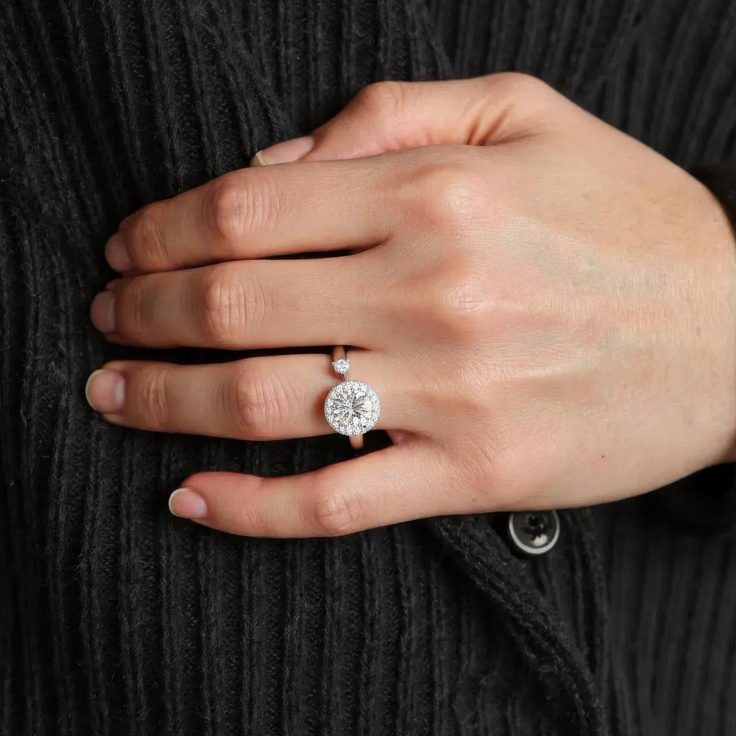 Square ring with zirconia stones - 925 silver