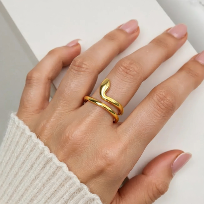 Gold Abstract Ring • 925 Sterling Silver Open Ring