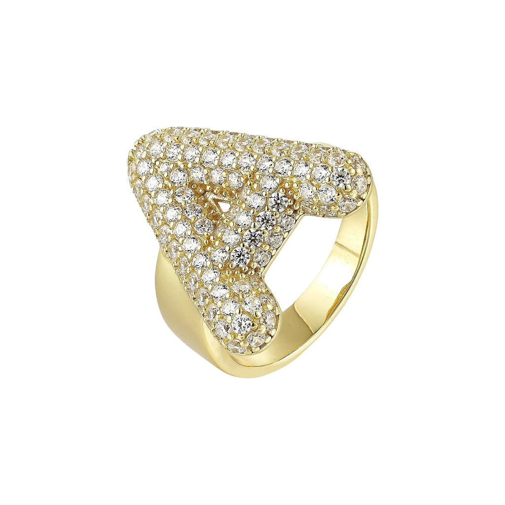 Chunky Buchstaben Zirkonia Ring - 925 Silber