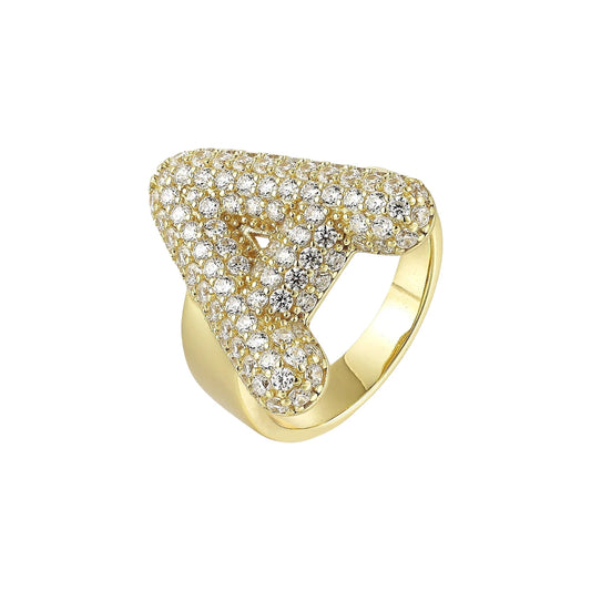 Chunky Buchstaben Zirkonia Ring - 925 Silber