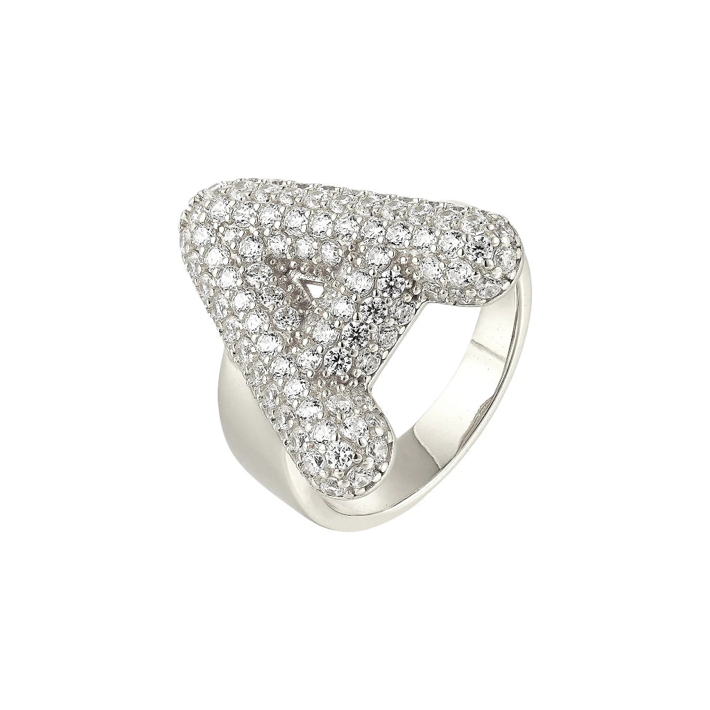 Chunky Buchstaben Zirkonia Ring - 925 Silber