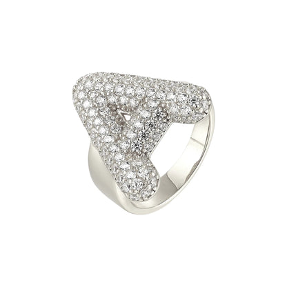 Chunky Buchstaben Zirkonia Ring - 925 Silber