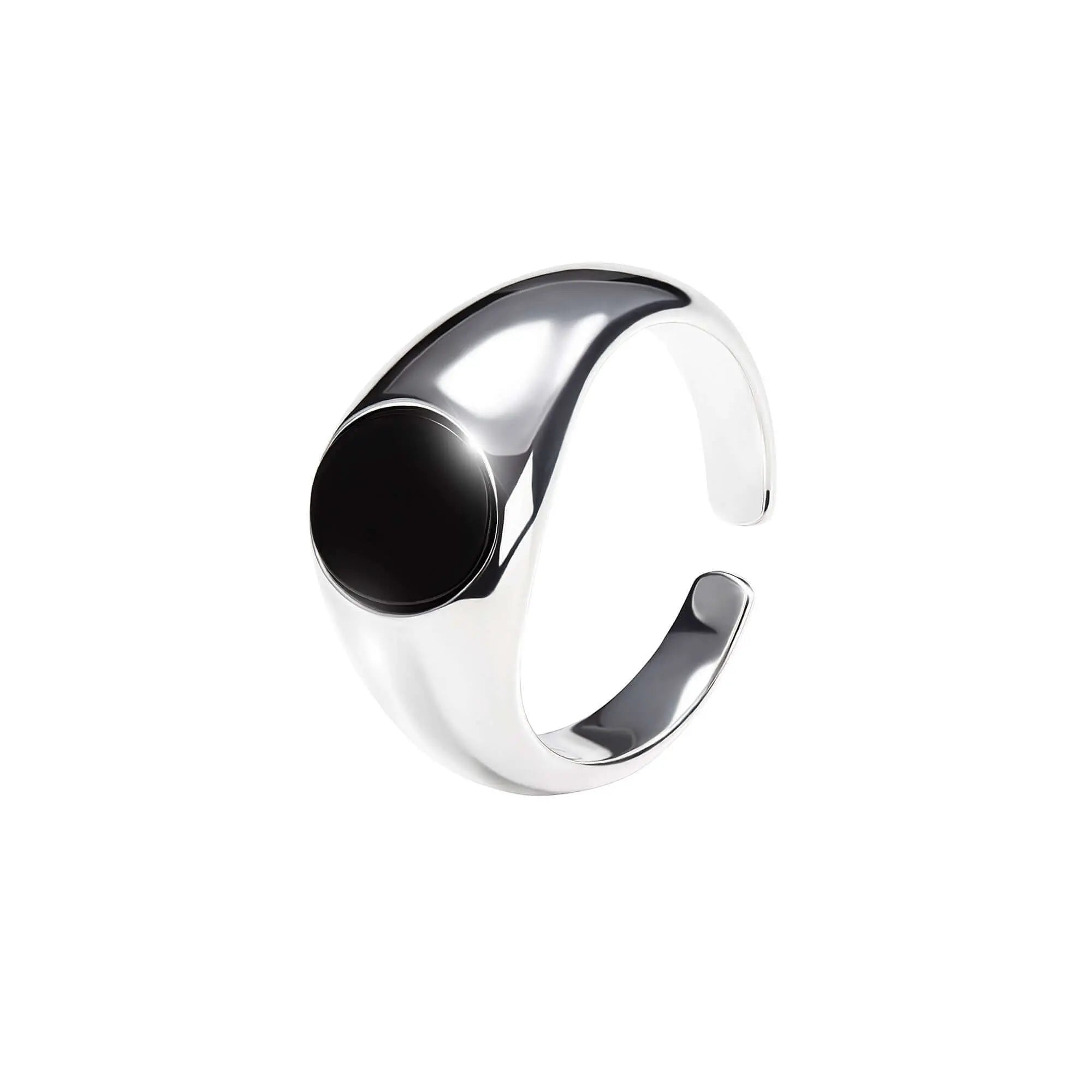 Runder Onxy Ring ✘ Vielring - 925 Silber Schmuckmeer