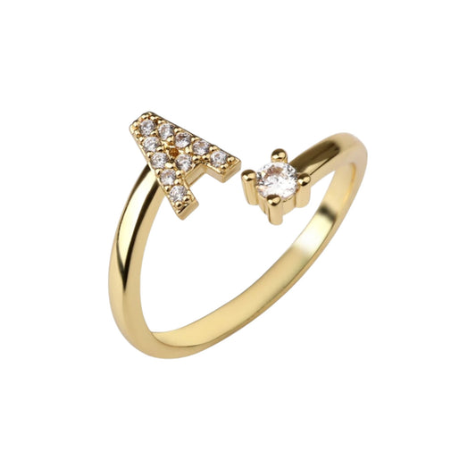 Gold-plated initial letter ring • 925 Sterling Silver