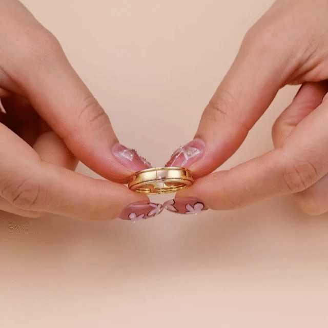 Vielring - Glatter Klassischer Anti-Stress-Ring - Edelstahl / Gold / 49 | ø15.6