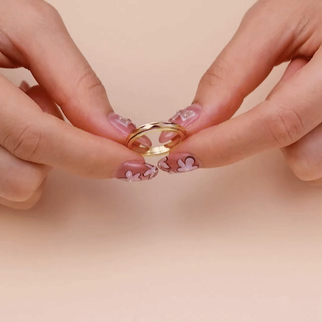 Vielring - Ruhe Anti-Stress-Ring - Edelstahl / Gold / 49 | ø15.6