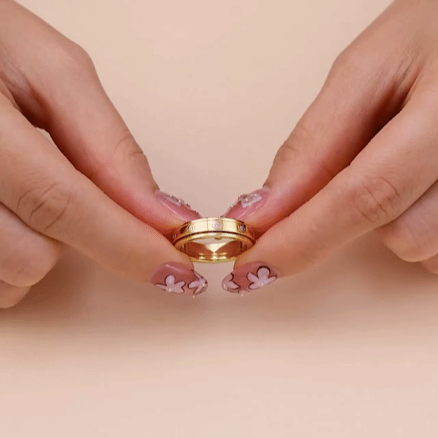 Vielring - Funkelnder Anti-Stress-Ring - Edelstahl / Gold / 49 | ø15.6