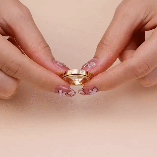 Vielring - Liebes Klassischer Anti-Stress-Ring – 925 Silber - Edelstahl / Gold / 49 | ø15.6