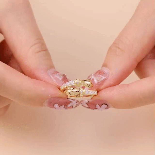 Vielring - Offener Zirkonia Umarmungsring (Liebe) Anti-Stress-Ring – 925 Silber - Gold