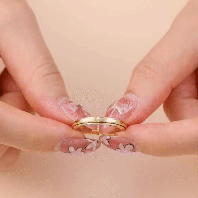 Vielring - Dünner Glatter Klassischer Anti-Stress-Ring - Edelstahl / Gold / 49 | ø15.6