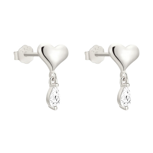 Vielring - Herz mit Zirkonia Stein Ohrstecker - 925 Silber - Silber / Einzeln