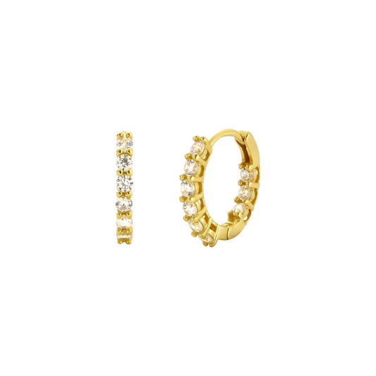 Vielring - Zirkonia Creolen mit Zirkonia Steinen Innen - 925 Silber - Gold / Einzeln