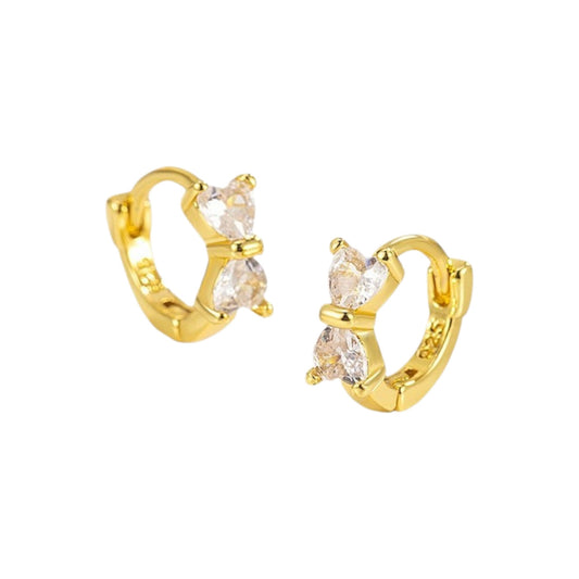 Vielring - Zirkonia Schmetterling Creolen - 925 Silber - Gold / Einzeln