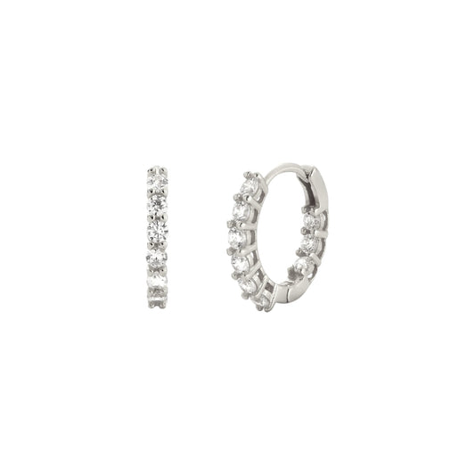 Vielring - Zirkonia Creolen mit Zirkonia Steinen Innen - 925 Silber - Silber / Einzeln