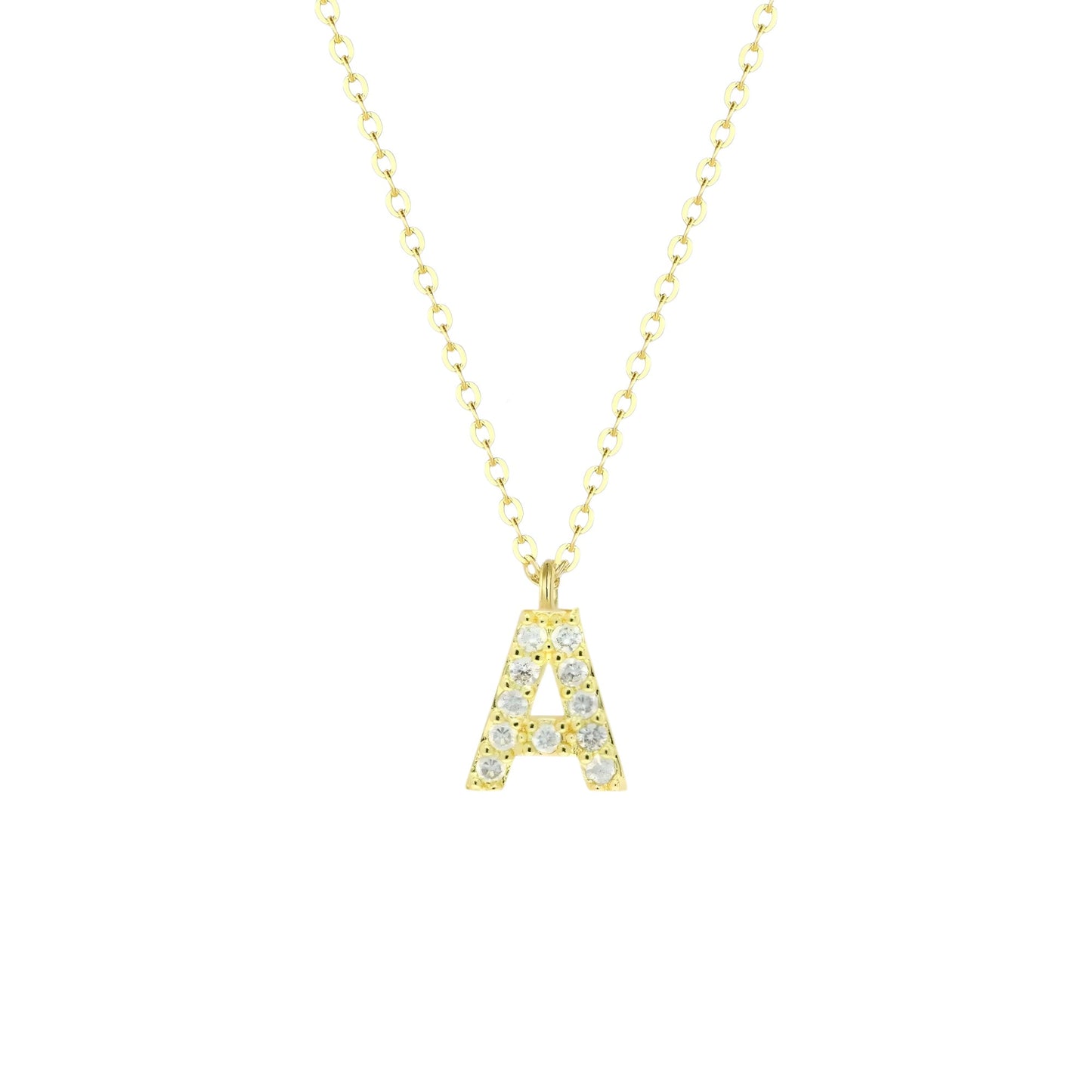 Vielring - Buchstaben Zirkonia Halskette - 925 Silber - Gold / A