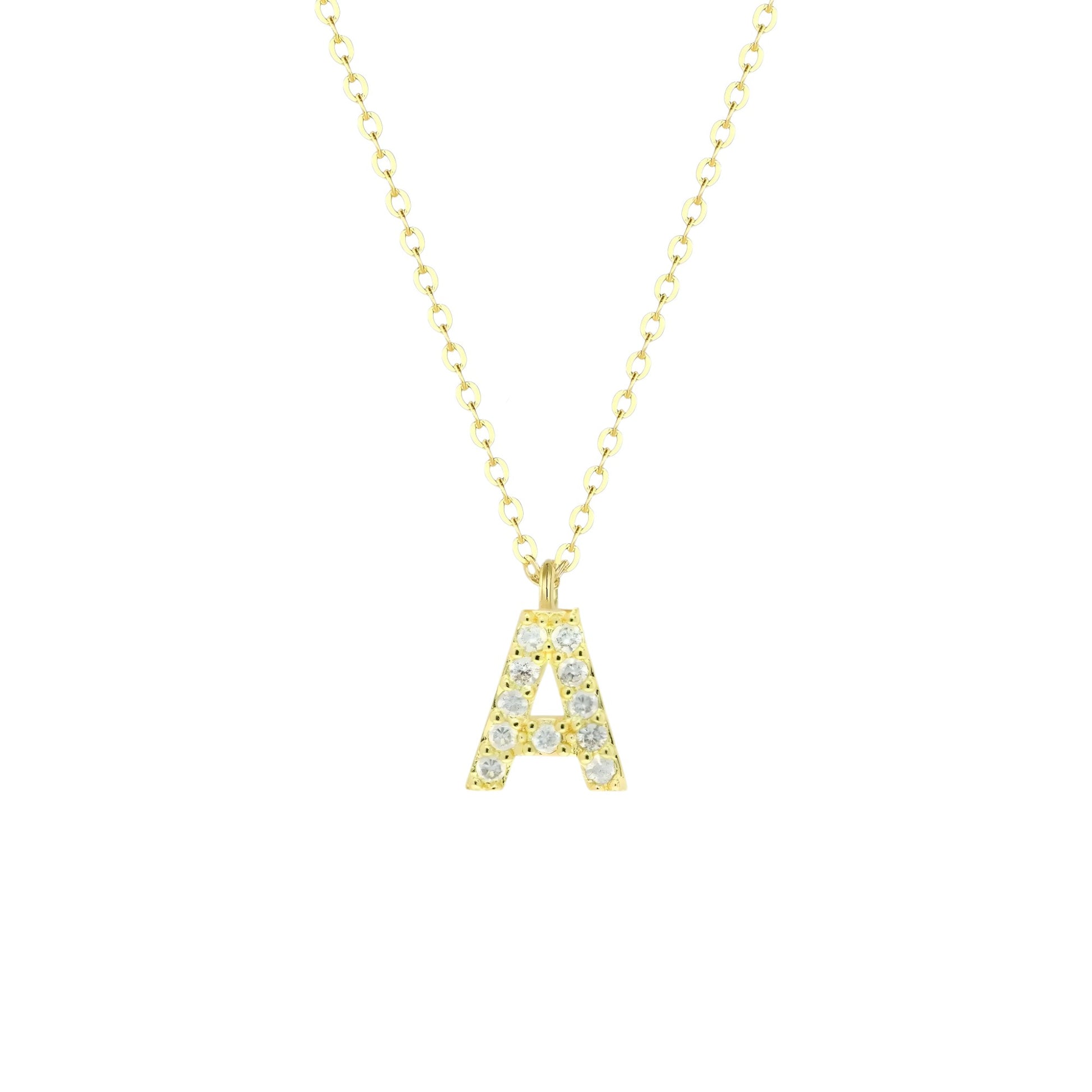 Vielring - Buchstaben Zirkonia Halskette - 925 Silber - Gold / A