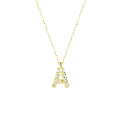 Vielring - Buchstaben Zirkonia Halskette - 925 Silber - Gold / A