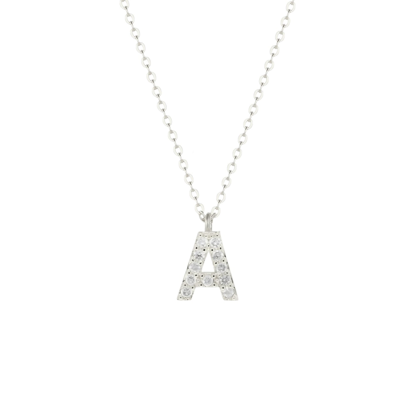 Vielring - Buchstaben Zirkonia Halskette - 925 Silber - Gold / A