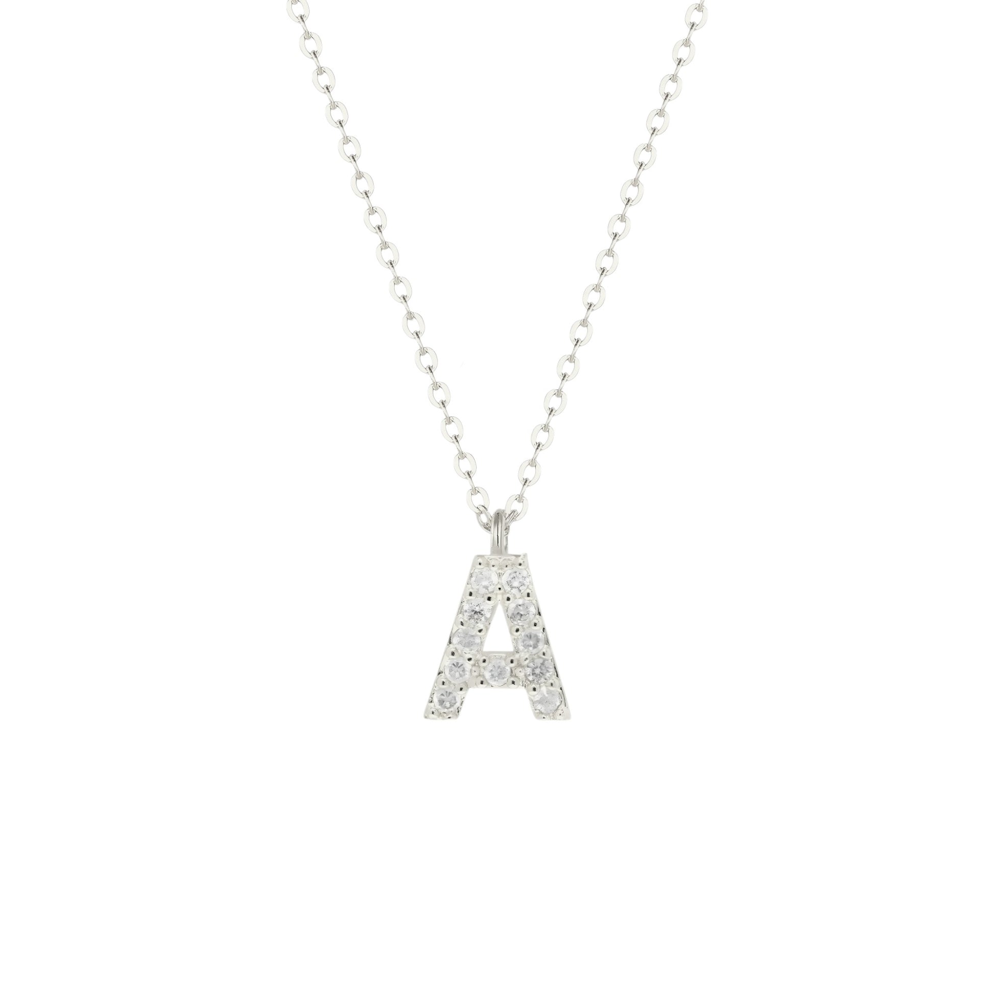 Vielring - Buchstaben Zirkonia Halskette - 925 Silber - Gold / A