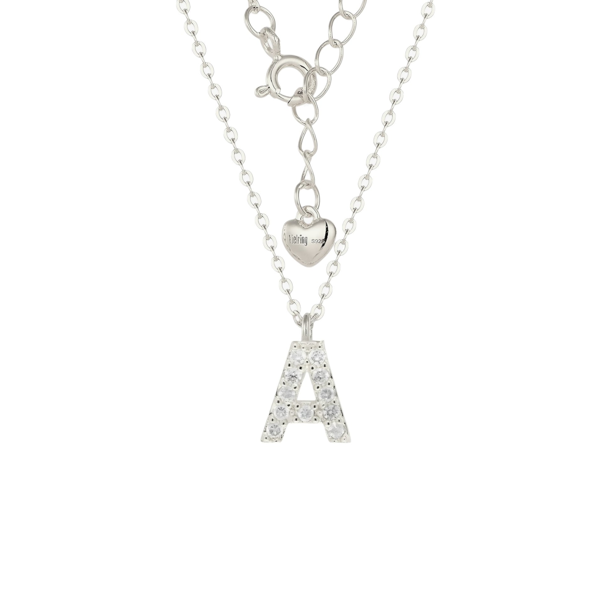 Vielring - Buchstaben Zirkonia Halskette - 925 Silber - Gold / A