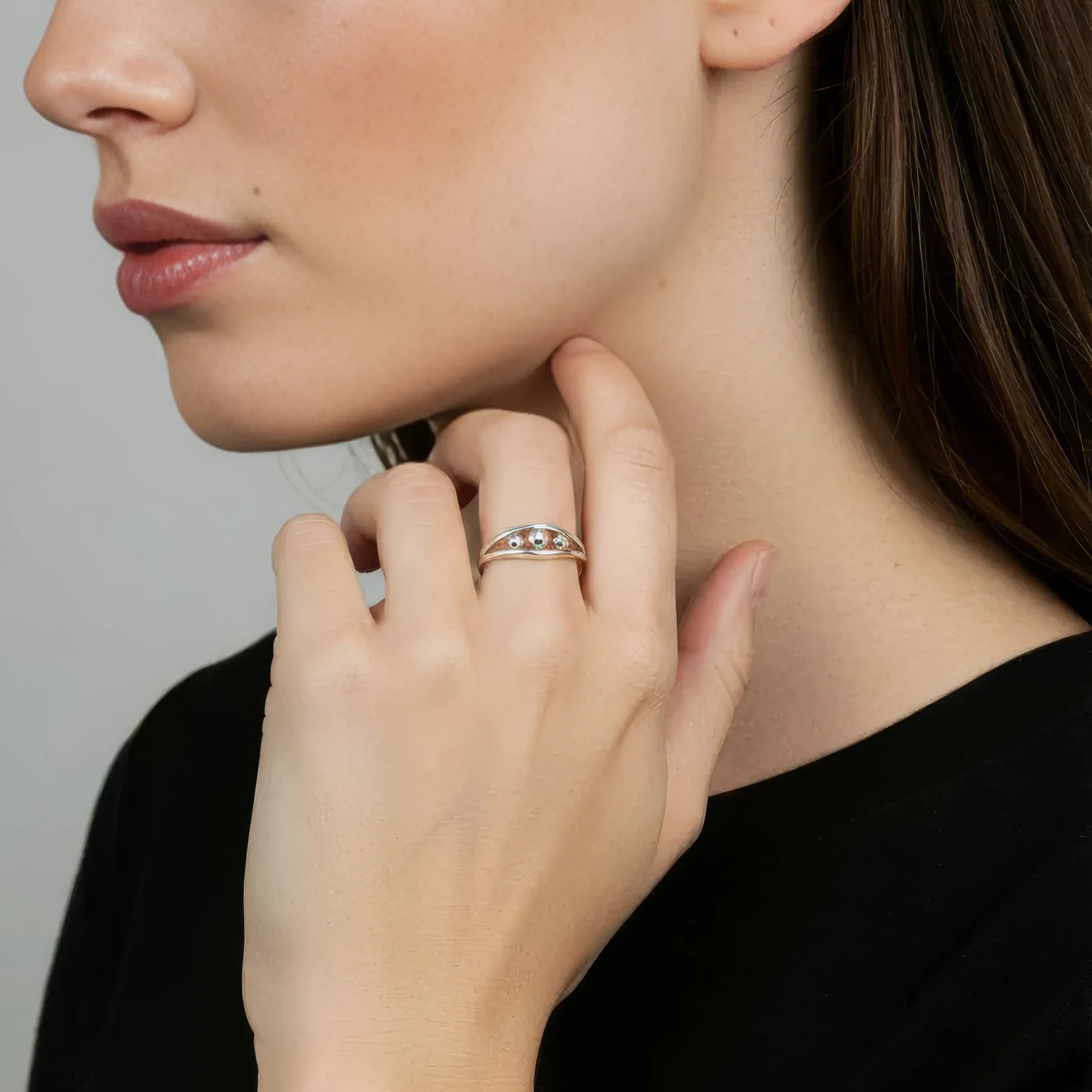 Vielring - Dreier Kugel Anti-Stress-Ring – 925 Silber - Gold
