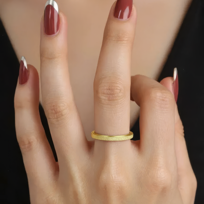 Vielring - Dünner Mattierter Klassischer Anti-Stress-Ring – Edelstahl - Gold / 49 | ø15.6
