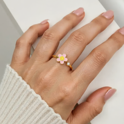 Square ring with zirconia stones - 925 silver