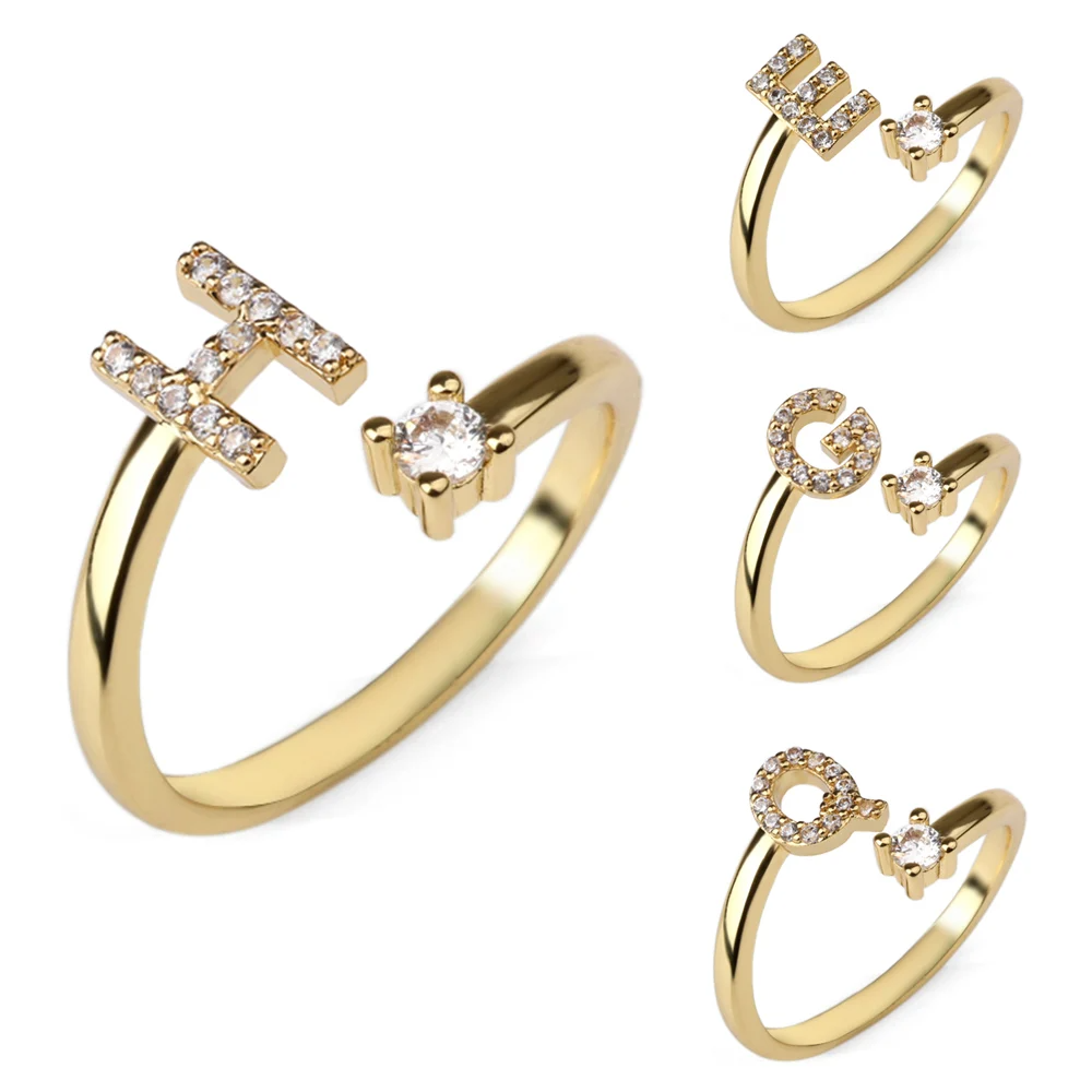 Gold-plated initial letter ring • 925 Sterling Silver