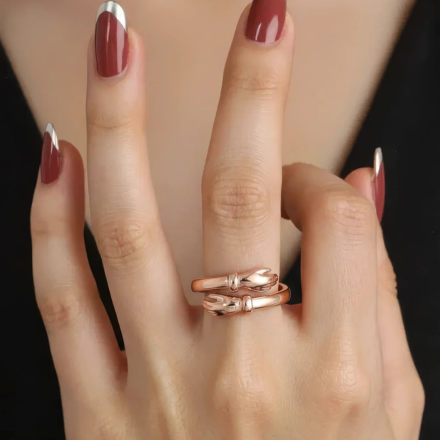 Offener Umarmungsring (Liebe) Anti-Stress-Ring – 925 Silber