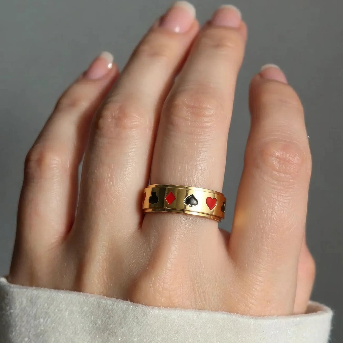 Spielkarten Anti-Stress-Ring - Edelstahl