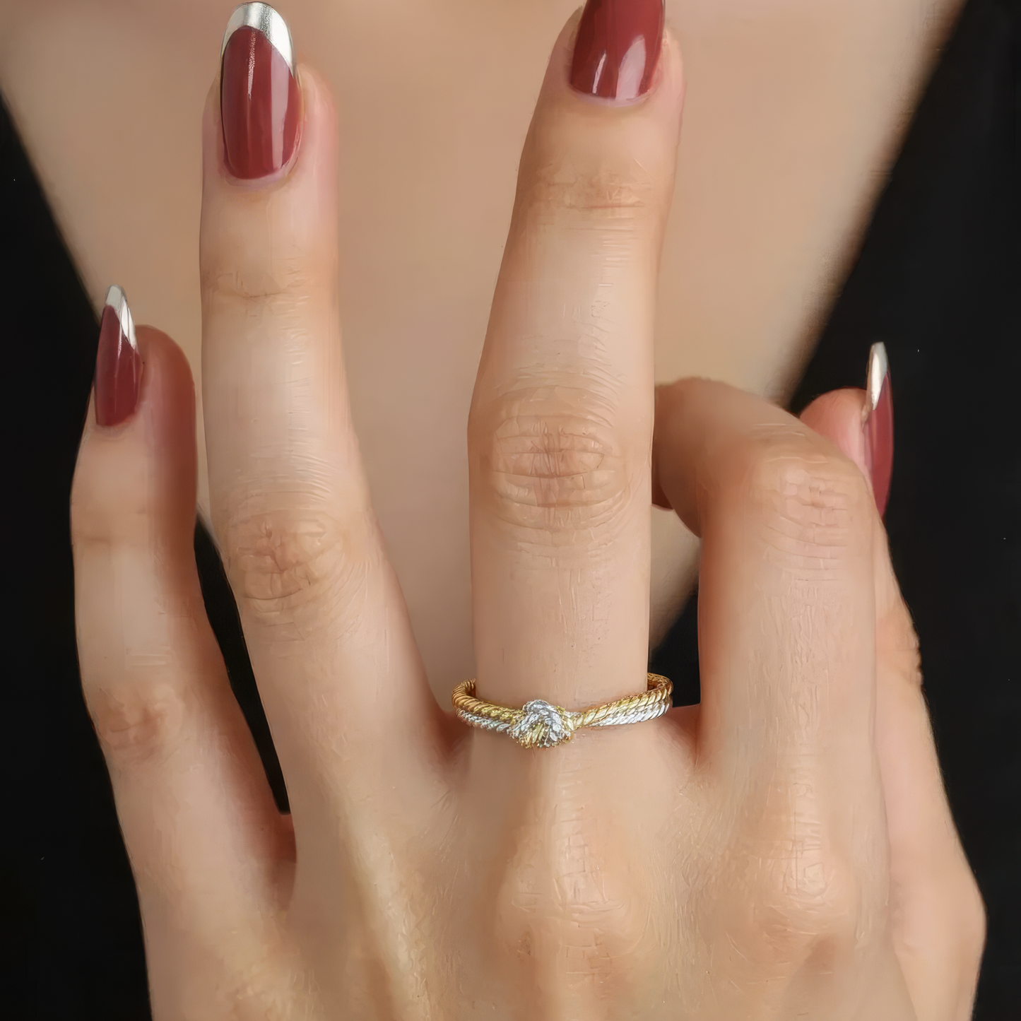 Square ring with zirconia stones - 925 silver