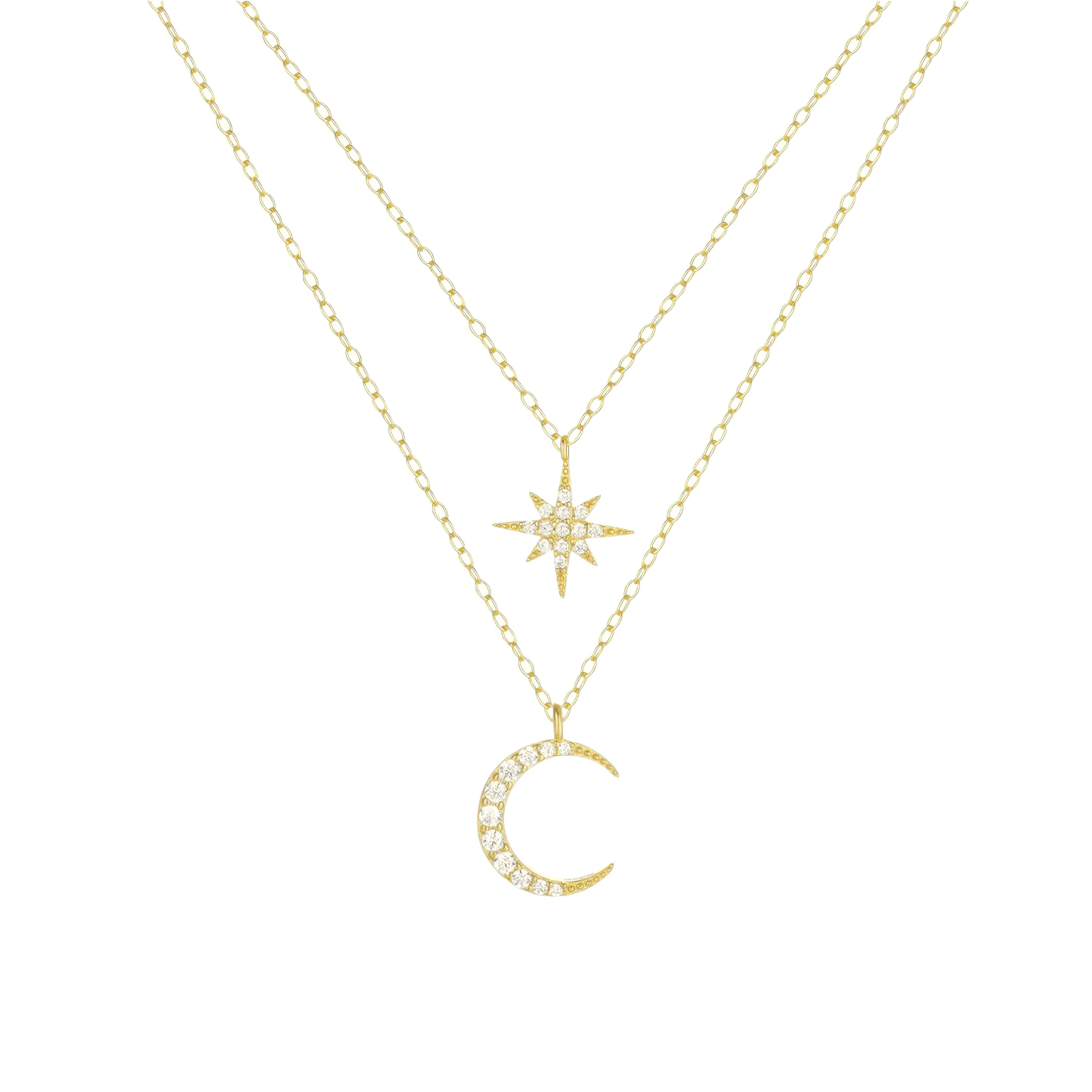 Square Zirconia Necklace - 925 Silver