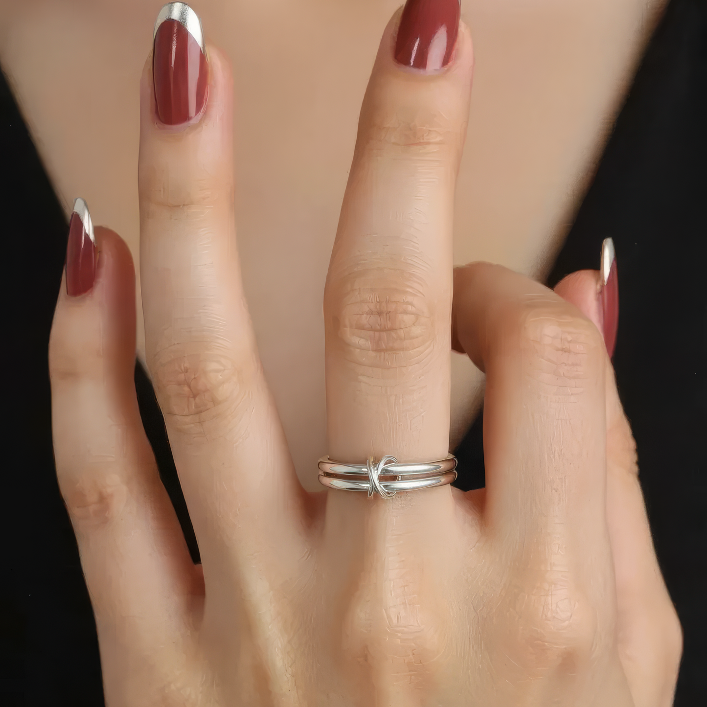 Verschlungener Polierter Anti-Stress-Ring – 925 Silber