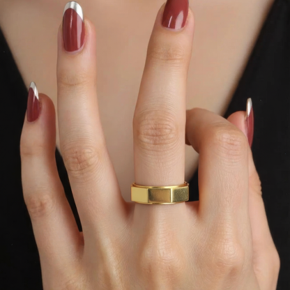 Vielring - Oktagon Anti-Stress-Ring – Edelstahl - Gold / 49 | ø15.6