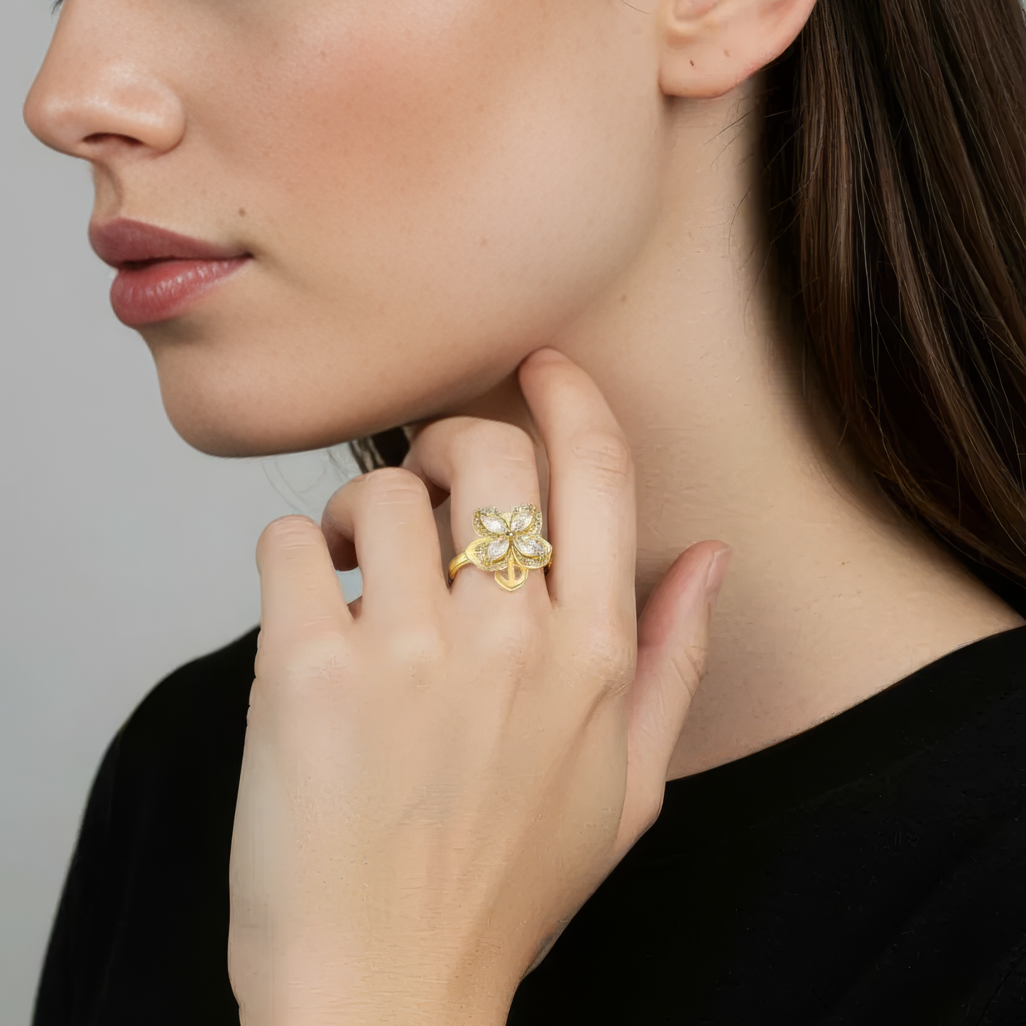 Blume Anti-Stress-Ring – 925 Silber