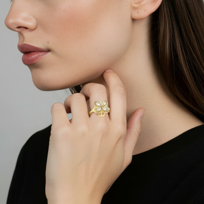 Blume Anti-Stress-Ring – 925 Silber