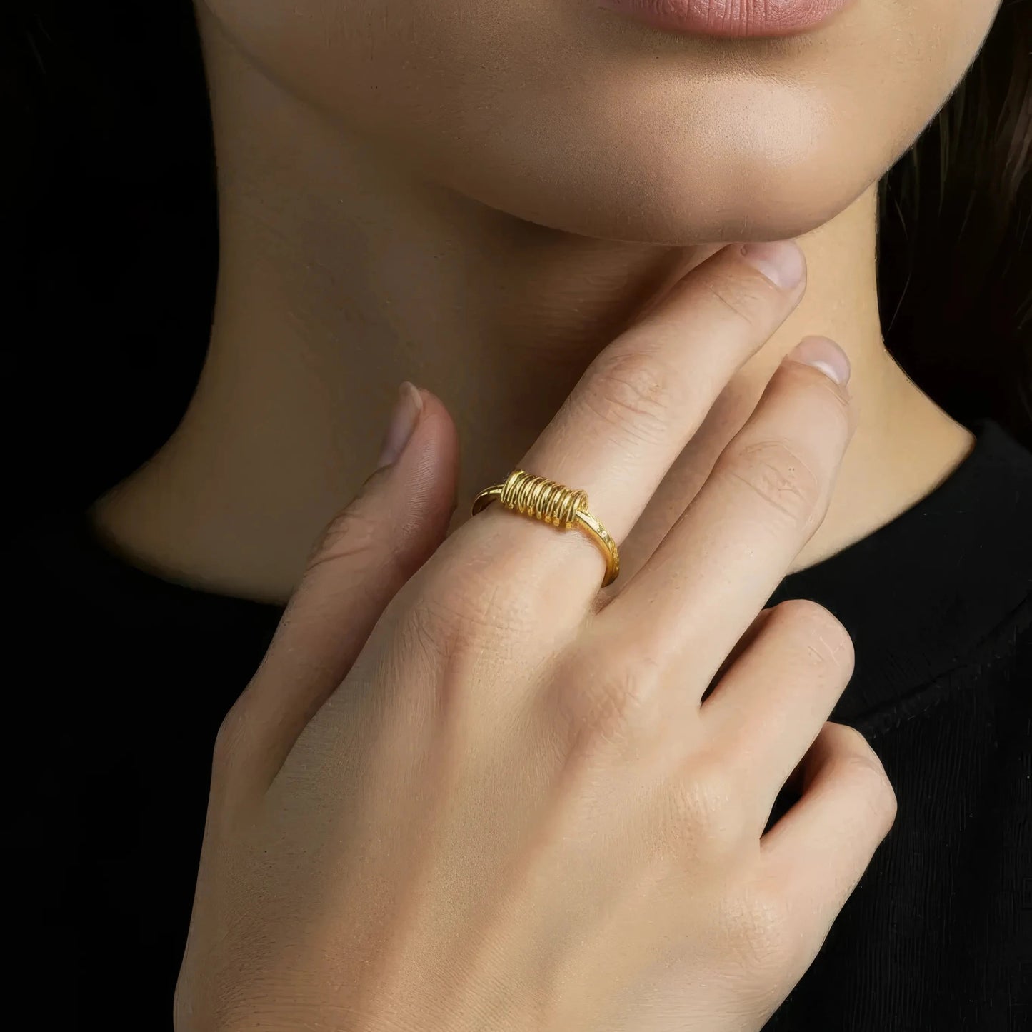 Abstrakter Scheiben Anti-Stress-Ring - 925 Silber