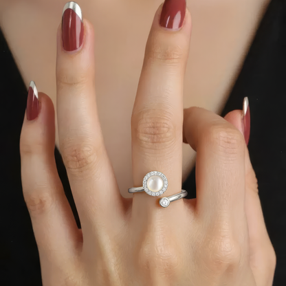 Square ring with zirconia stones - 925 silver