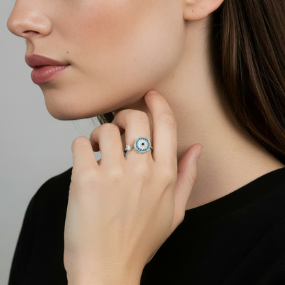 Vielring - Teufelsauge Zirkonia Anti-Stress-Ring – 925 Silber - Gold